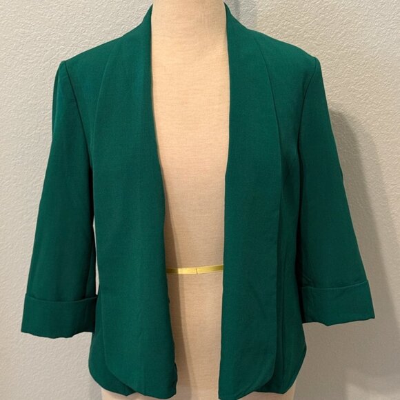 Evan Picone Black Label Kelly Green Open Front Blazer Jacket 10 Career Office - Picture 1 of 6